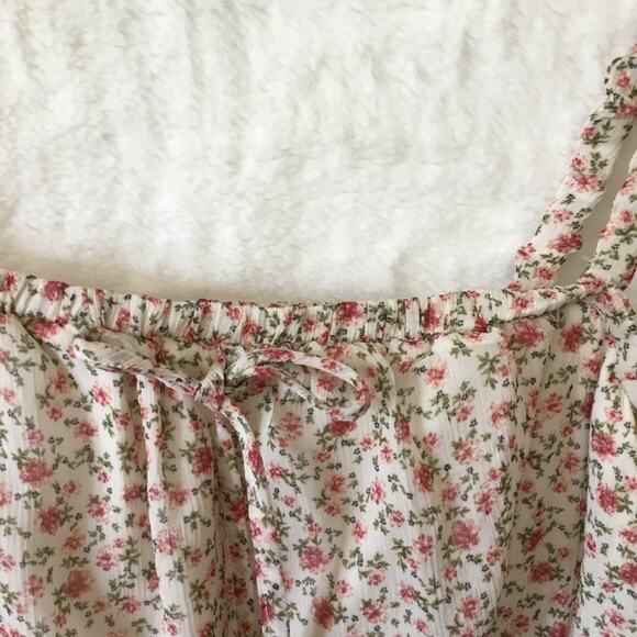 Trixxi Tan Floral-Print Chiffon Tiered Fit & Flare Dress - Picture 3 of 12